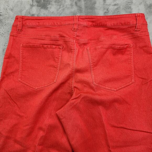 Style&Co Jeans Womens 14 Red Mid Rise Skinny Cuffed Crop Jegging Stretch Casual - Picture 5 of 12